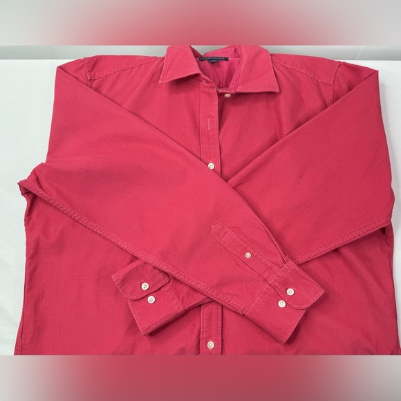 Lands' End Vibrant Pink Corduroy Casual Shirt Long Sleeve Size Large - Picture 7 of 9